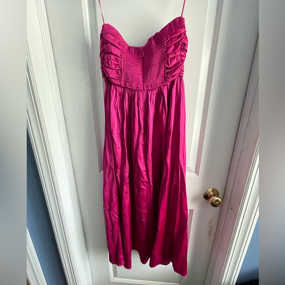 NWT Abercrombie & Fitch Emerson Satin Ruched Dress - Picture 5 of 5